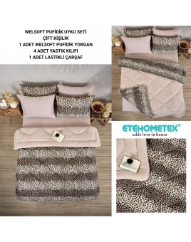 ETE HOMETEX ÇİFT KİŞİLİK WELSOFT UYKU SETİ LEOPAR BEJ 8696474231982